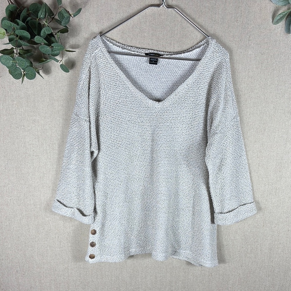 Robert Louis > White 3/4 V Neck Sweater Extra Large